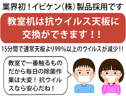 抗ウイルス天板に交換できます