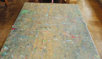 美術室の天板研磨修理前