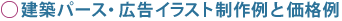建築パース・広告画制作例と価格例
